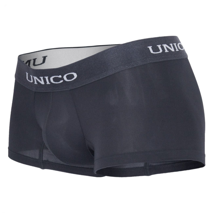 Mundo Unico Asfalto men's gray microfiber boxer briefs – contoured pouch body-defining underwear