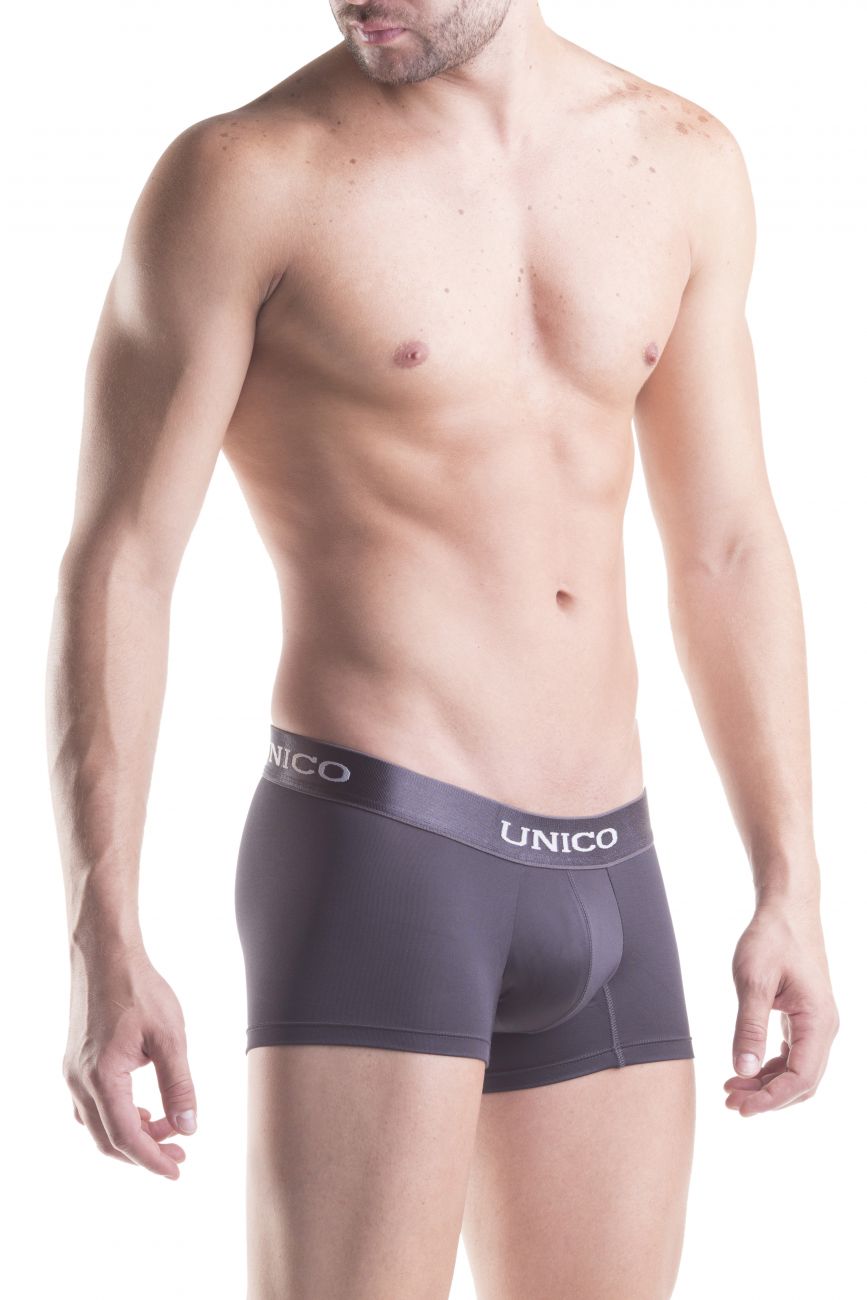 Mundo Unico Asfalto men's gray microfiber boxer briefs – contoured pouch body-defining underwear