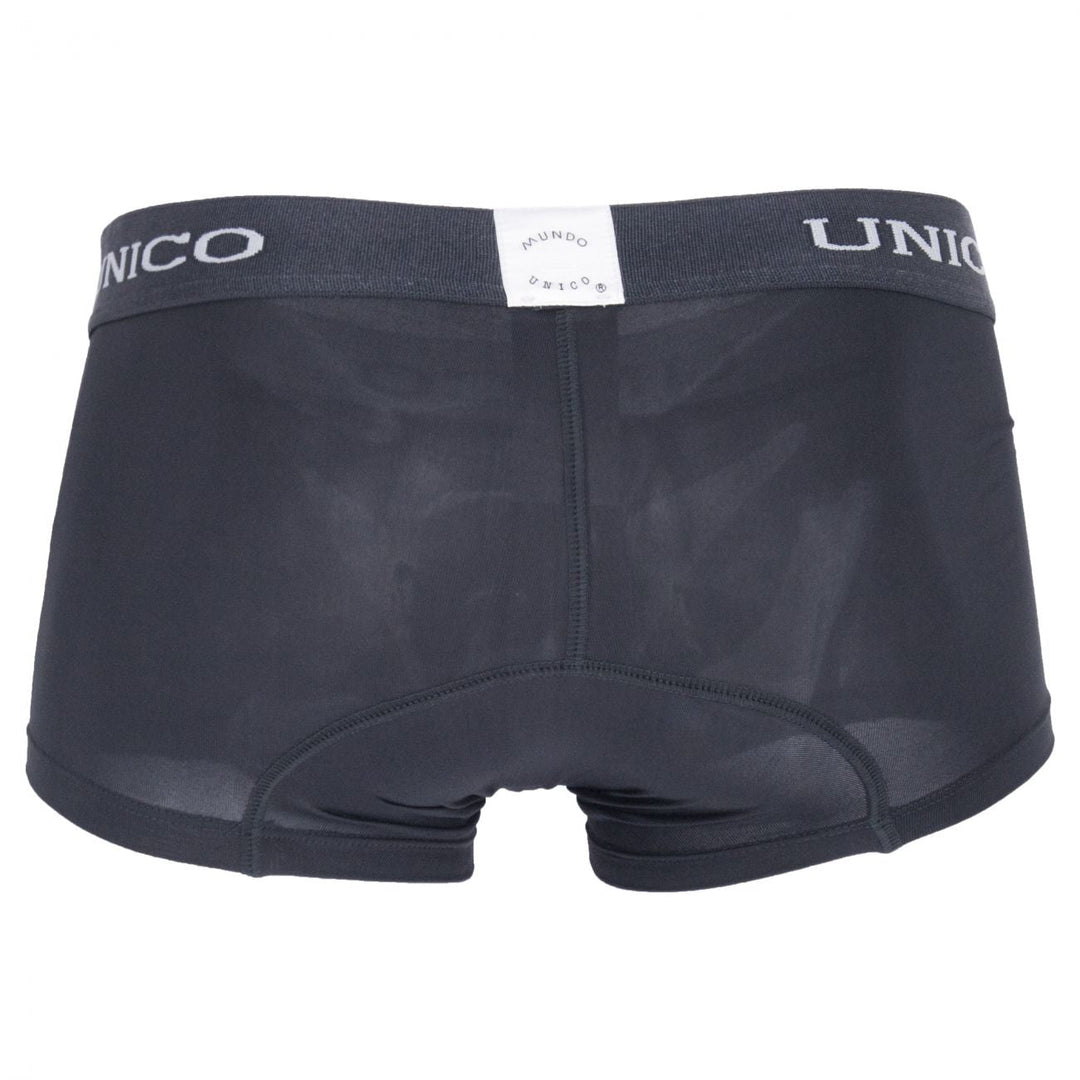Mundo Unico Asfalto men's gray microfiber boxer briefs – contoured pouch body-defining underwear