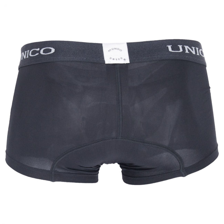 Mundo Unico Asfalto men's gray microfiber boxer briefs – contoured pouch body-defining underwear