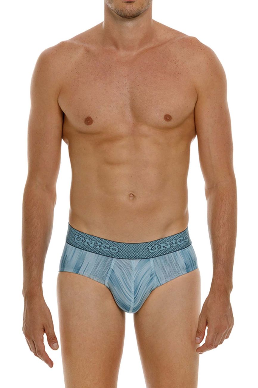 UNICO Hilada men's briefs in blue – printed stretch ergonomic low-rise underwear