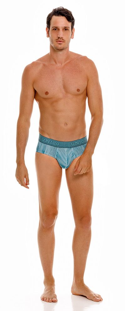 UNICO Hilada men's briefs in blue – printed stretch ergonomic low-rise underwear