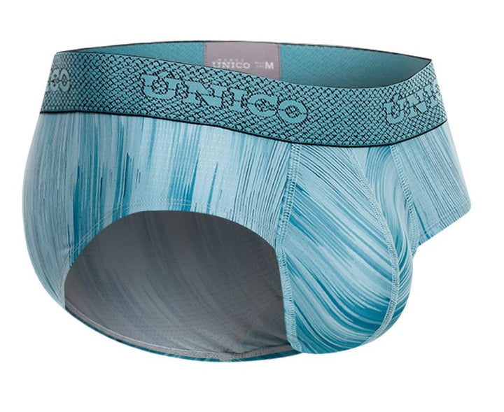 UNICO Hilada men's briefs in blue – printed stretch ergonomic low-rise underwear
