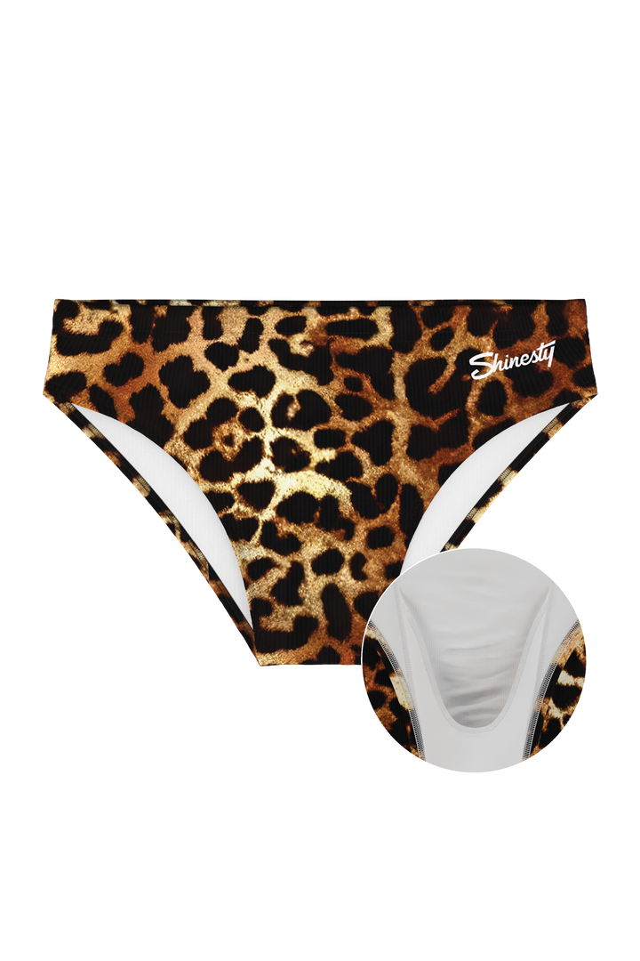 Shinesty The Hot Spots leopard Ball Hammock pouch swim briefs – men's leopard print swim brief