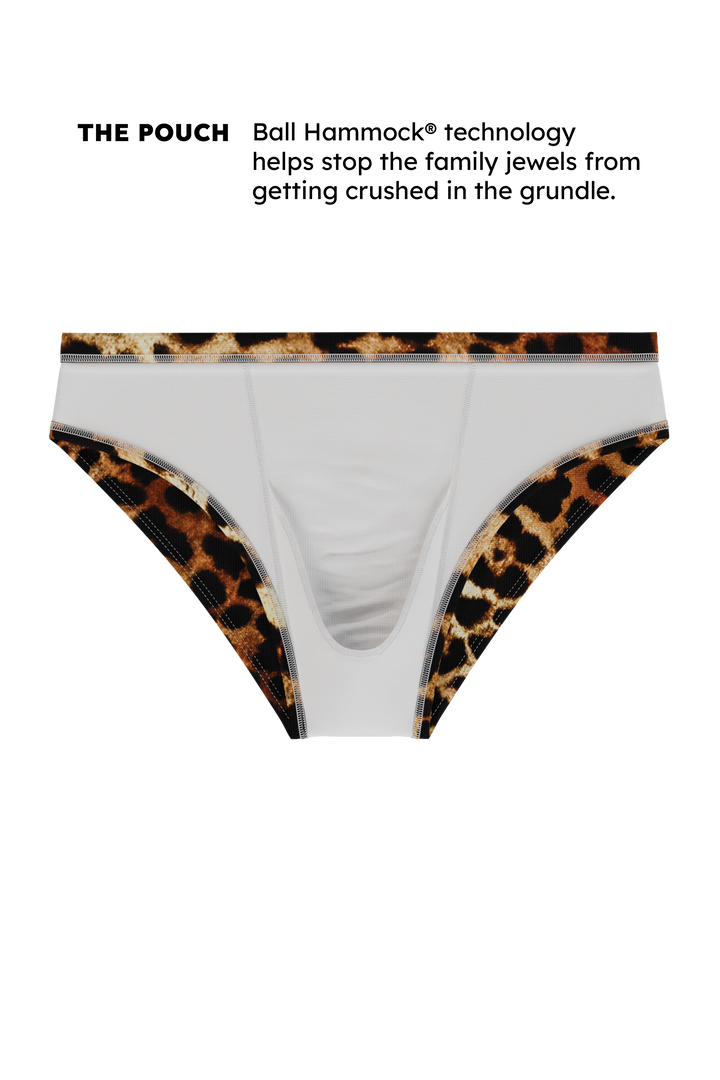 Shinesty The Hot Spots leopard Ball Hammock pouch swim briefs – men's leopard print swim brief