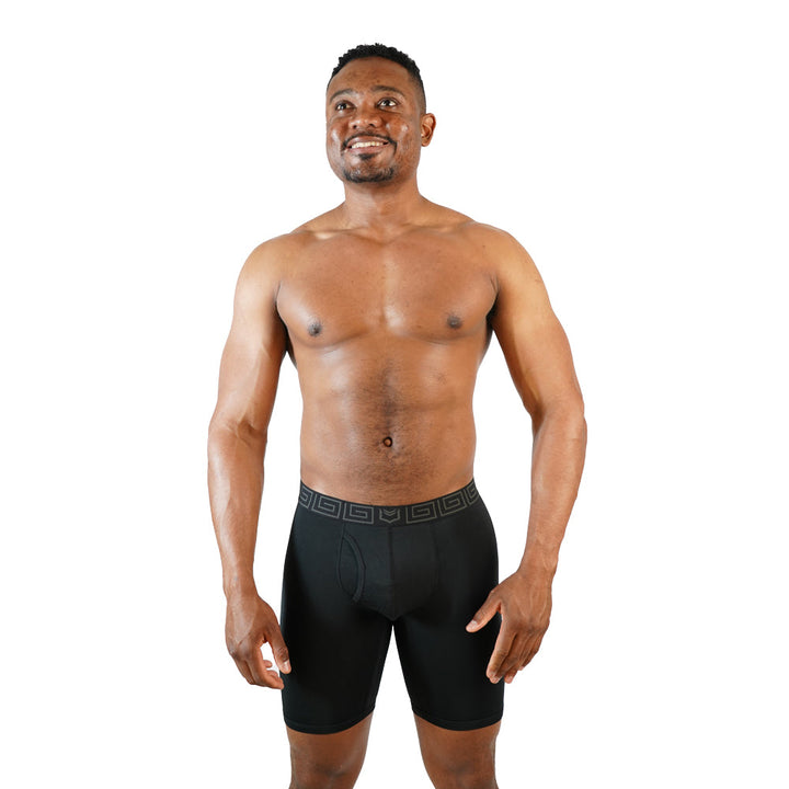 SHEATH V Bamboo Sports Performance Boxer Brief | 8-Inch Long Leg, Dual Pouch Support