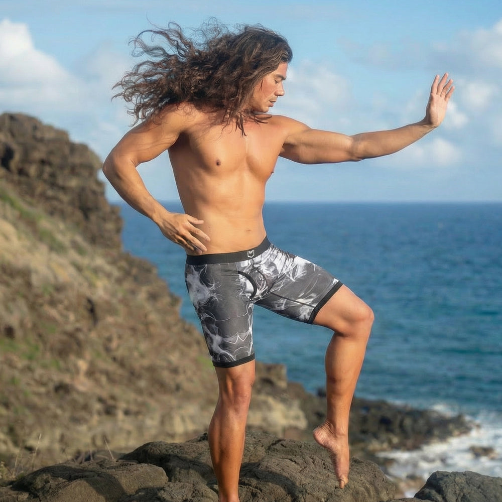 SHEATH V Men's 8" Dual Pouch Boxer Briefs - Breathable Bamboo Fiber Comfort