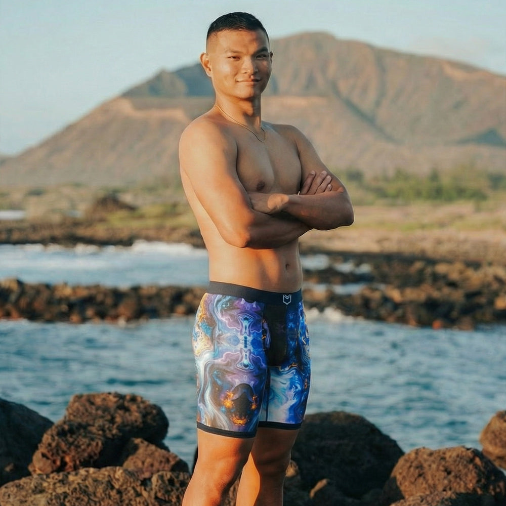 SHEATH V Men's 8" Dual Pouch Boxer Briefs - Breathable Bamboo Fiber Comfort