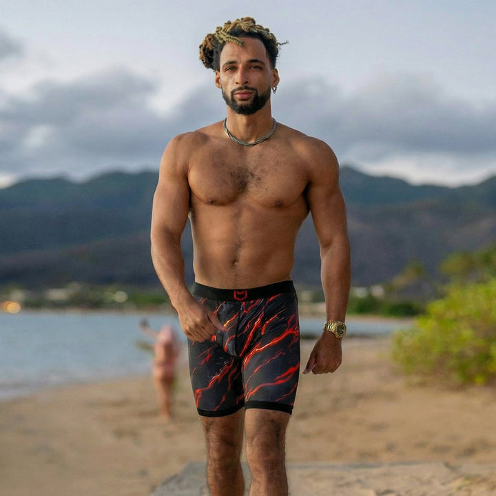 SHEATH V Men's 8" Dual Pouch Boxer Briefs - Breathable Bamboo Fiber Comfort