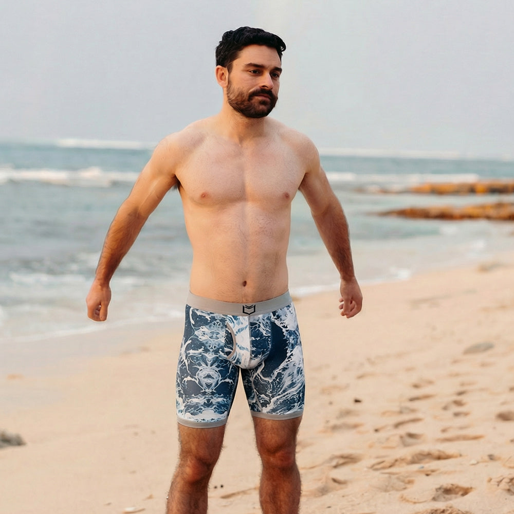 SHEATH V Men's 8" Dual Pouch Boxer Briefs - Breathable Bamboo Fiber Comfort