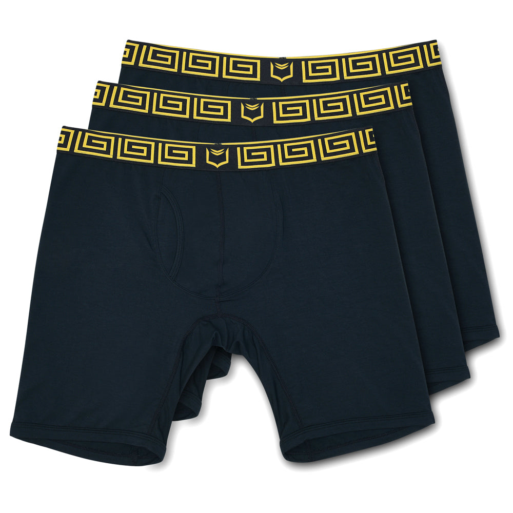 SHEATH V Men's 8" Sports Performance Boxer Brief 3 Pack - Dual Pouch Support for Endurance