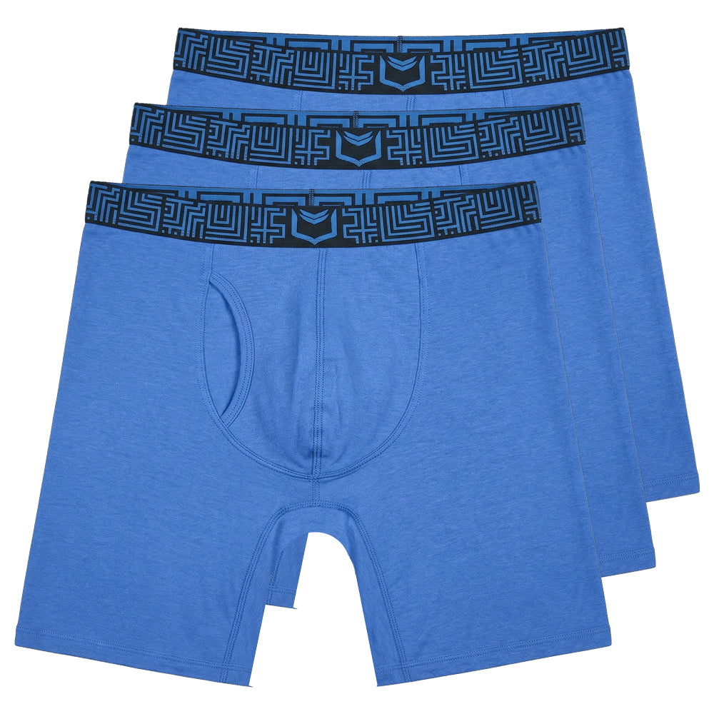 SHEATH V Men's 8" Sports Performance Boxer Brief 3 Pack - Dual Pouch Support for Endurance