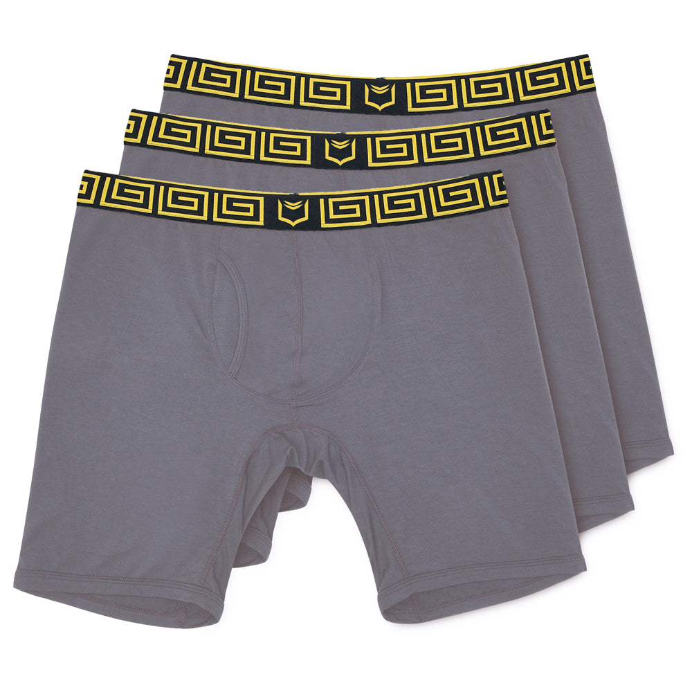 SHEATH V Men's 8" Sports Performance Boxer Brief 3 Pack - Dual Pouch Support for Endurance