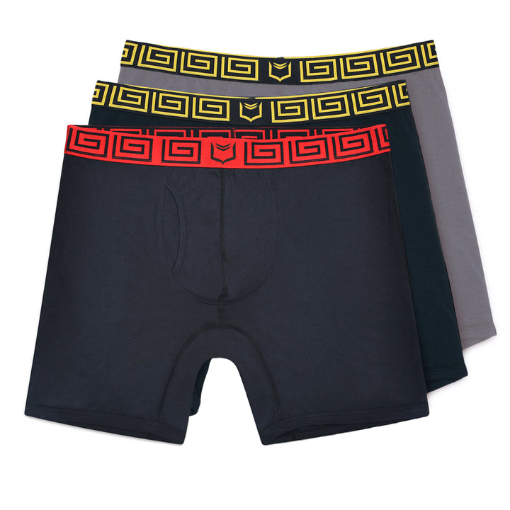 SHEATH V Men's 8" Sports Performance Boxer Brief 3 Pack - Dual Pouch Support for Endurance