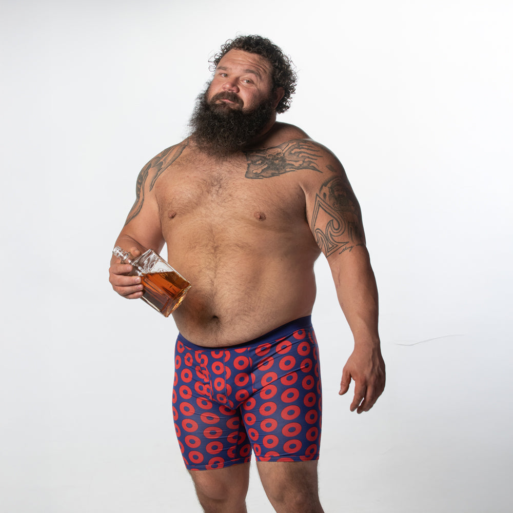 SHEATH V Men's 8" Sports Performance Boxer Briefs - Dual Pouch Support