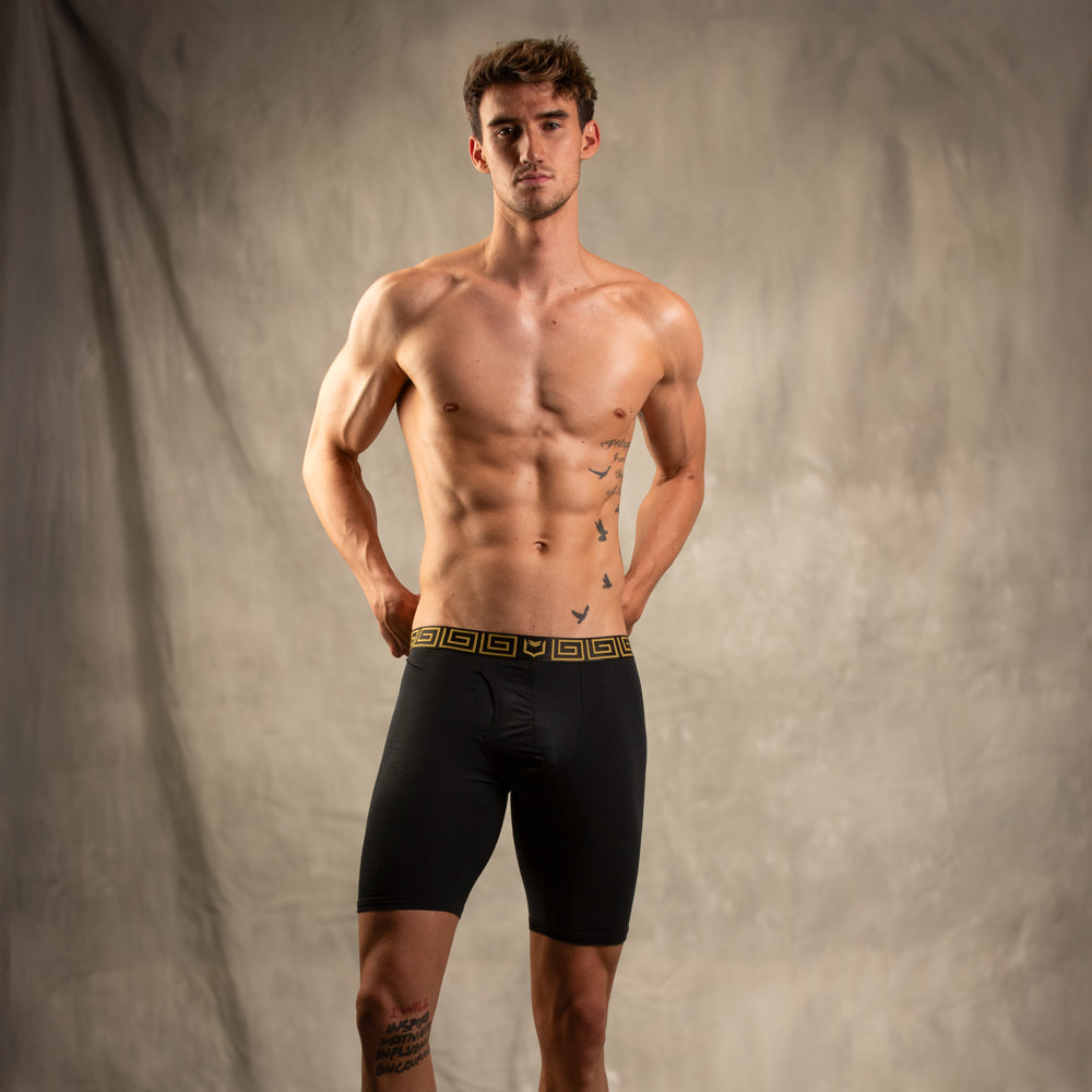 SHEATH V Men's 8" Sports Performance Boxer Brief 3 Pack - Dual Pouch Support for Endurance