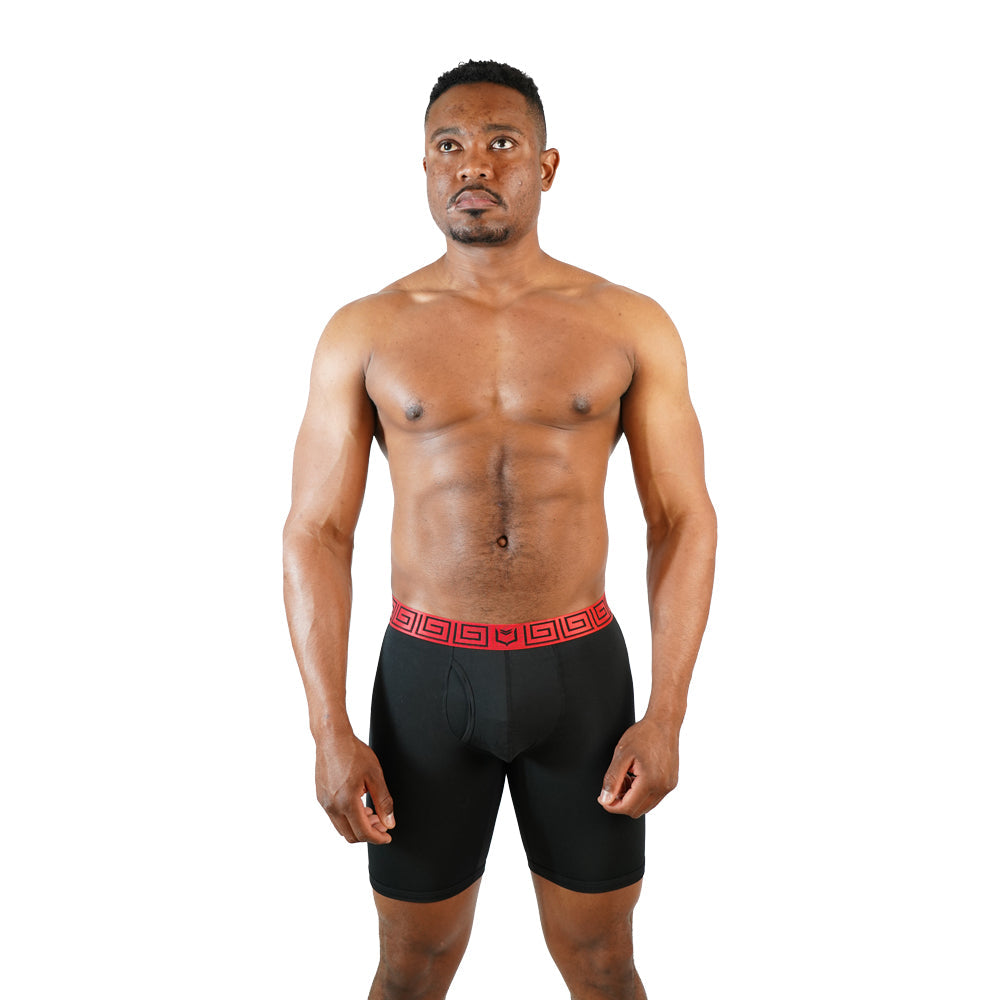 SHEATH V 8" Sports Performance Boxer Brief | Dual Pouch, Long Leg, Endurance Support