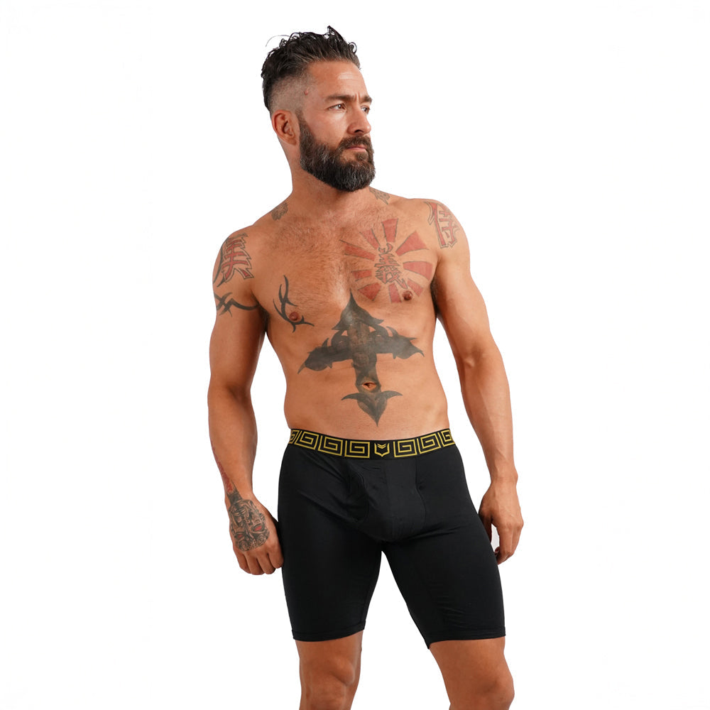 SHEATH V 8" Sports Performance Boxer Brief | Dual Pouch, Long Leg, Endurance Support