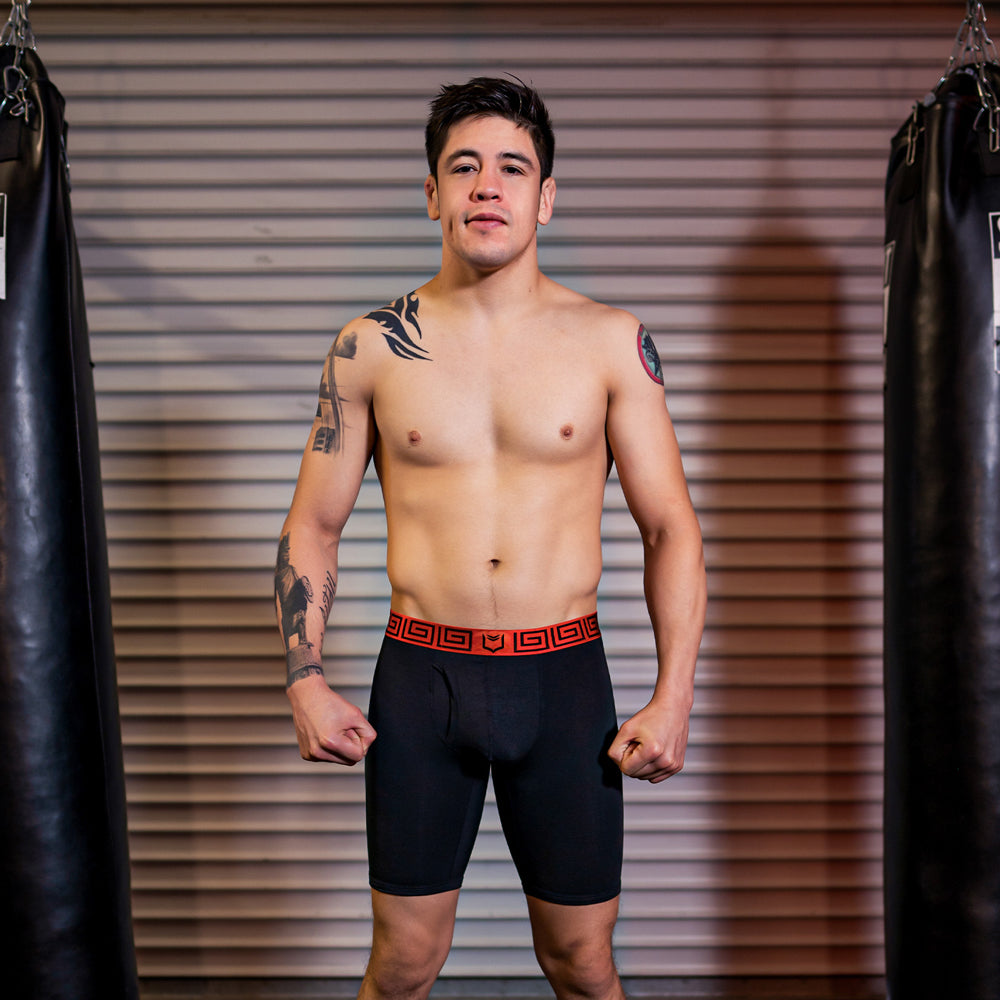 SHEATH V Men's 8" Sports Performance Boxer Brief 3 Pack - Dual Pouch Support for Endurance