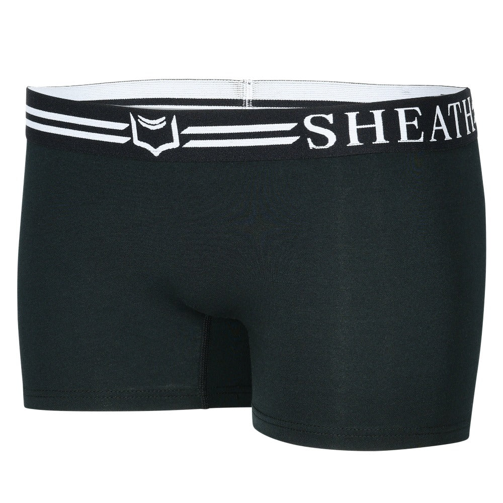 SHEATH women's modal boxer briefs in black – soft full coverage underwear front view