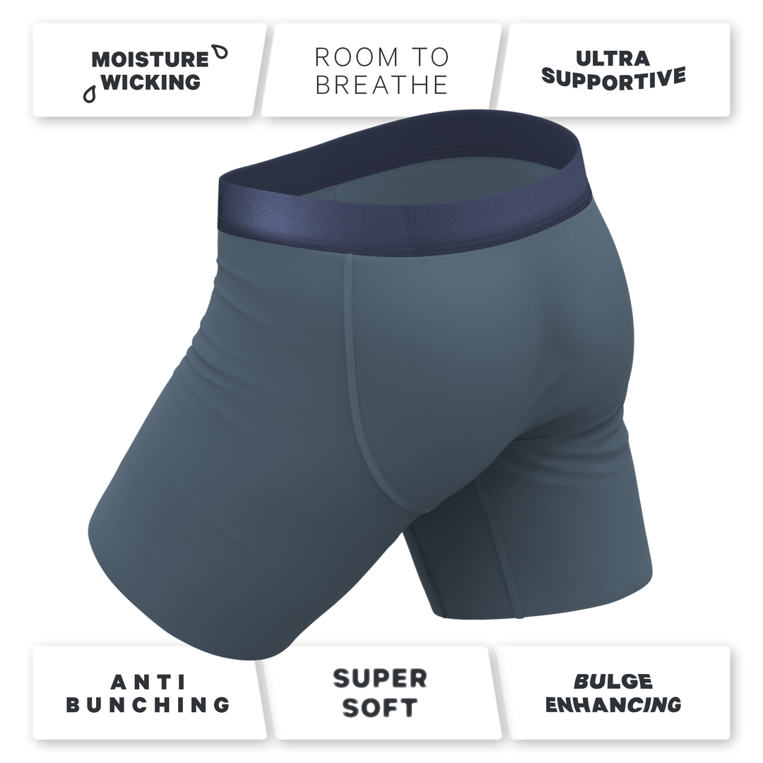 The Wake In The Lake | Tonal Teal Long Leg Ball Hammock® Pouch Underwear With Fly