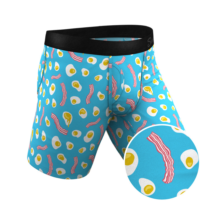 Shinesty "The Wakey Wakey" Eggs and Bacon Long Leg Ball Hammock® Pouch Boxer Briefs (With Fly)