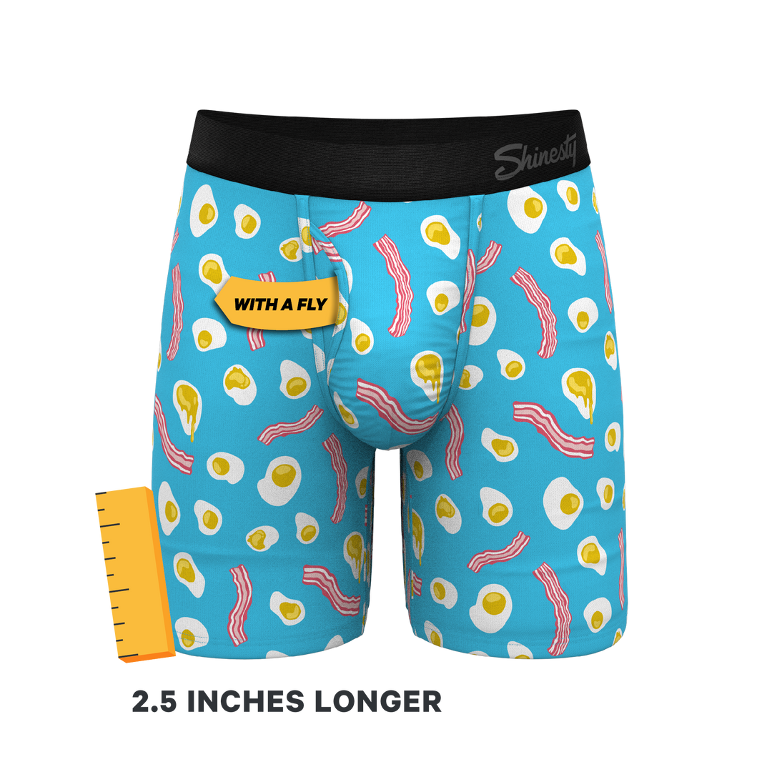 Shinesty "The Wakey Wakey" Eggs and Bacon Long Leg Ball Hammock® Pouch Boxer Briefs (With Fly)