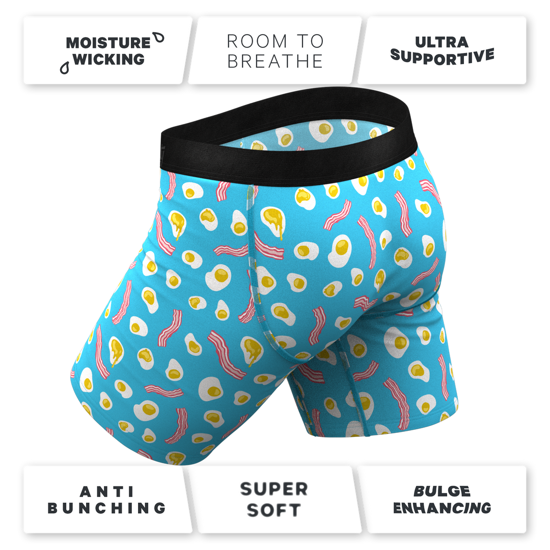 Shinesty "The Wakey Wakey" Eggs and Bacon Long Leg Ball Hammock® Pouch Boxer Briefs (With Fly)