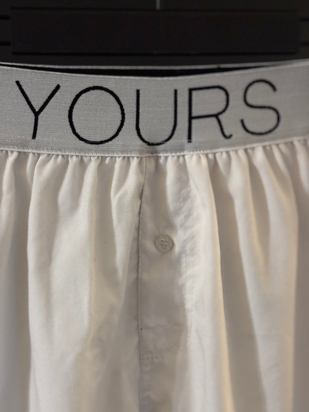 YOURS Logo Boxer in white – men's classic relaxed fit boxer underwear with YOURS logo waistband