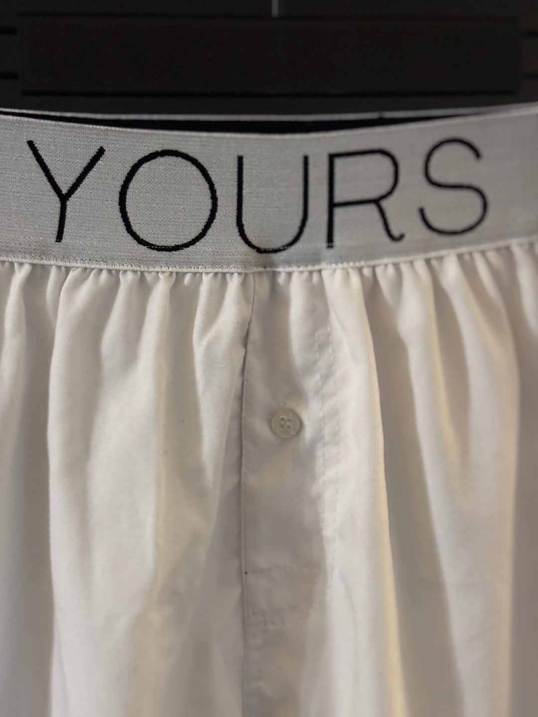 YOURS Logo Boxer in white – men's classic relaxed fit boxer underwear with YOURS logo waistband
