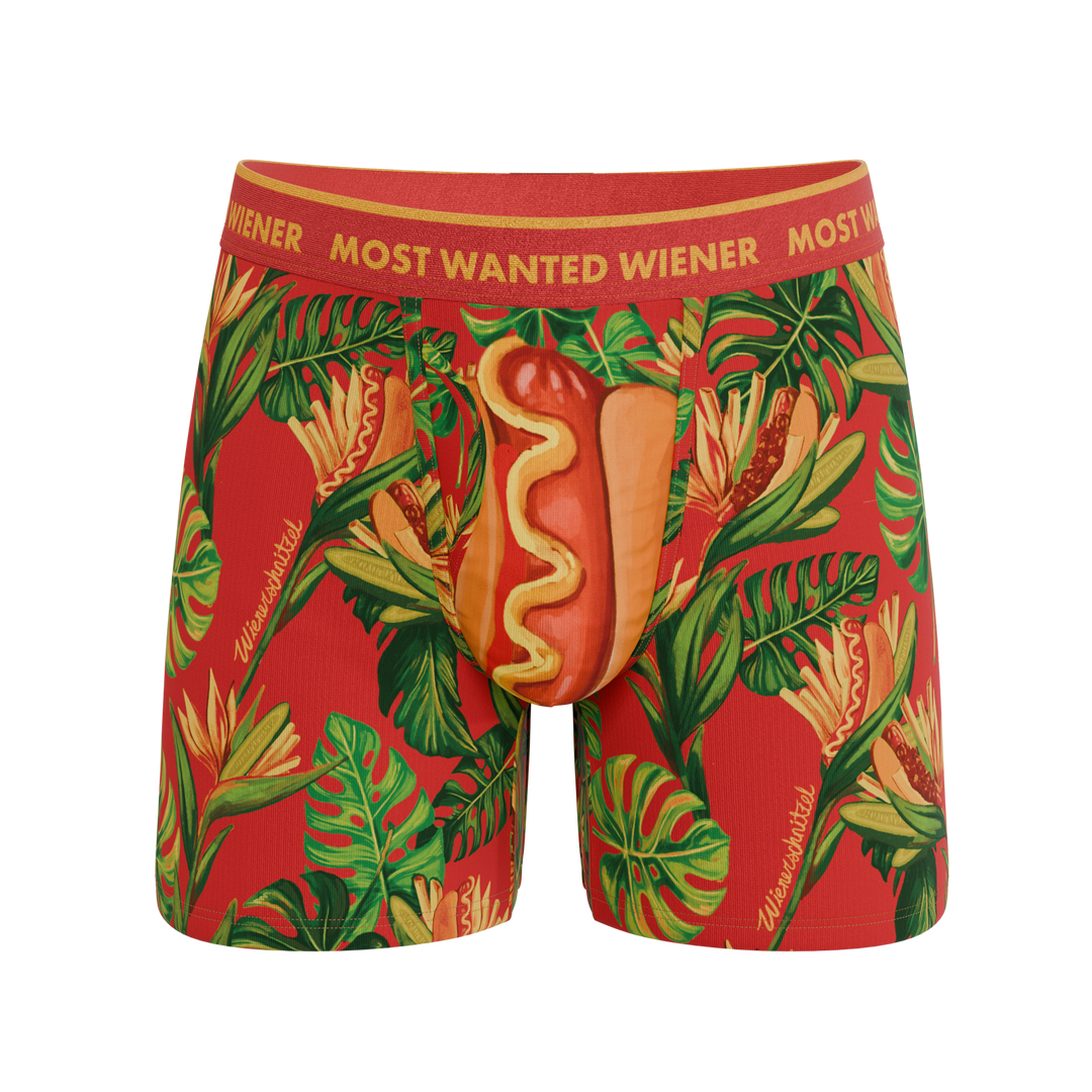 Shinesty The Wiener In Paradise Wienerschnitzel tropical Ball Hammock Magnum boxer briefs
