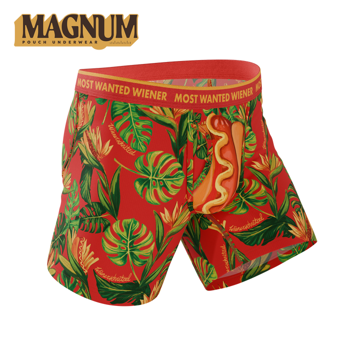Shinesty The Wiener In Paradise Wienerschnitzel tropical Ball Hammock Magnum boxer briefs