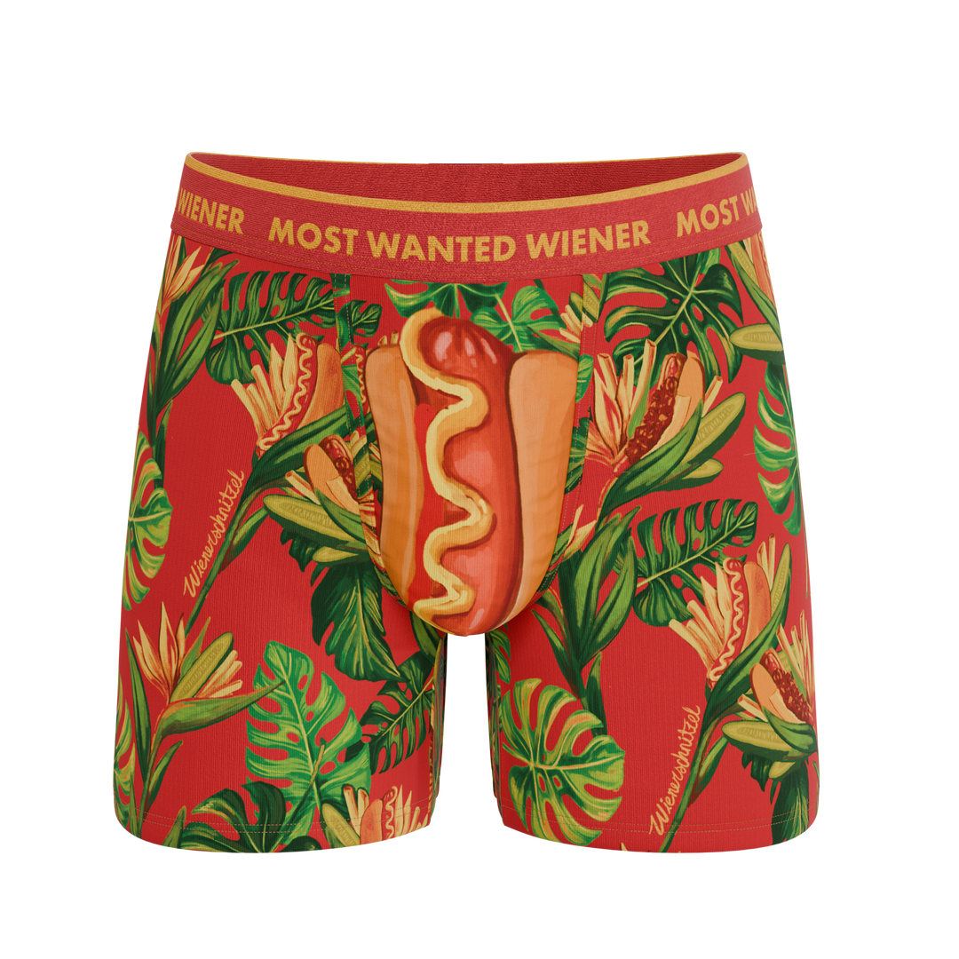 Shinesty The Wiener In Paradise Wienerschnitzel tropical Ball Hammock boxer briefs