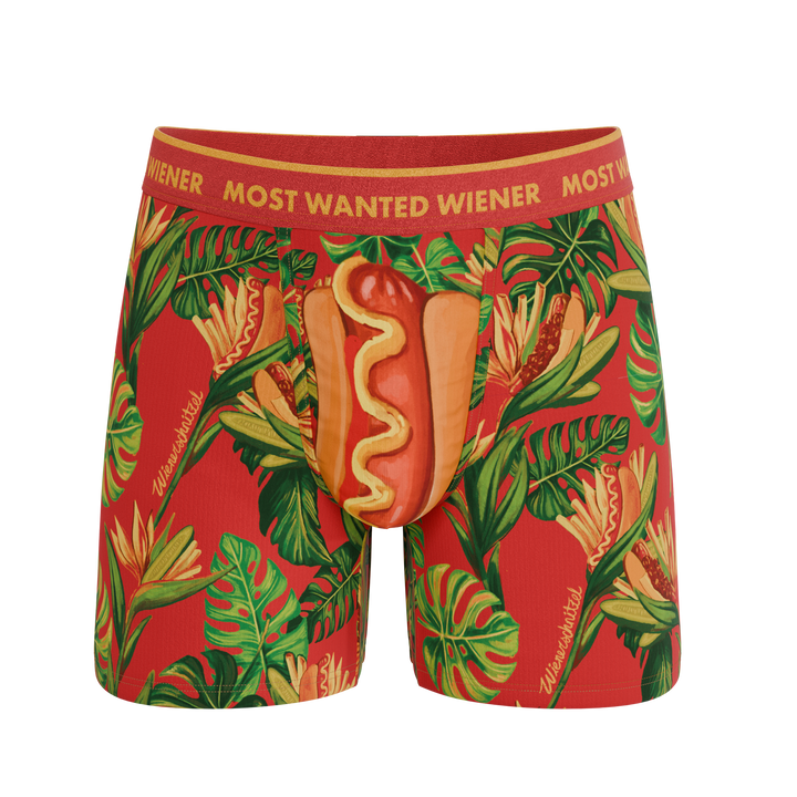 Shinesty The Wiener In Paradise Wienerschnitzel tropical Ball Hammock boxer briefs