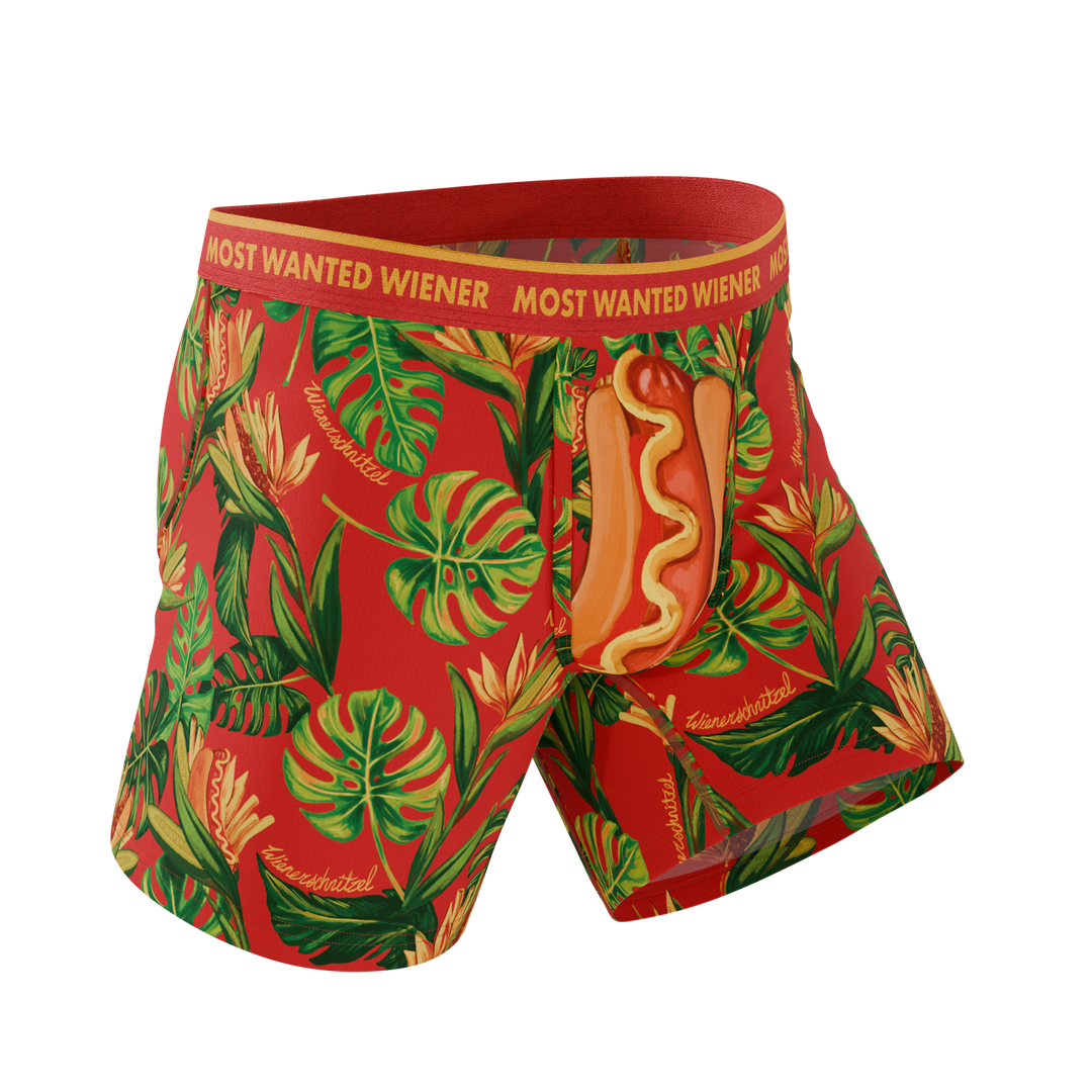 Shinesty The Wiener In Paradise Wienerschnitzel tropical Ball Hammock boxer briefs