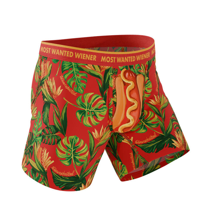 Shinesty The Wiener In Paradise Wienerschnitzel tropical Ball Hammock boxer briefs