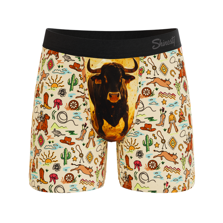The Wild Bandit Western Bull Print Boxer Briefs - Ball Hammock® Pouch Underwear