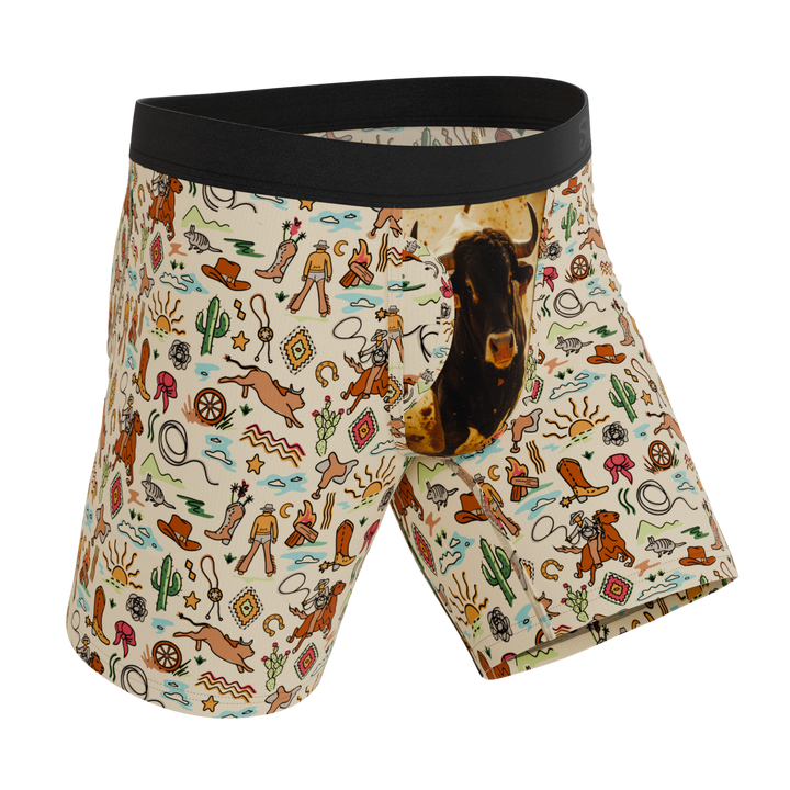 Men's Ball Hammock® Long Leg Boxer Briefs - The Wild Bandit Cowboy Print