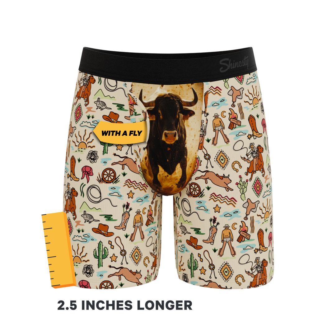 Men's Ball Hammock® Long Leg Boxer Briefs - The Wild Bandit Cowboy Print