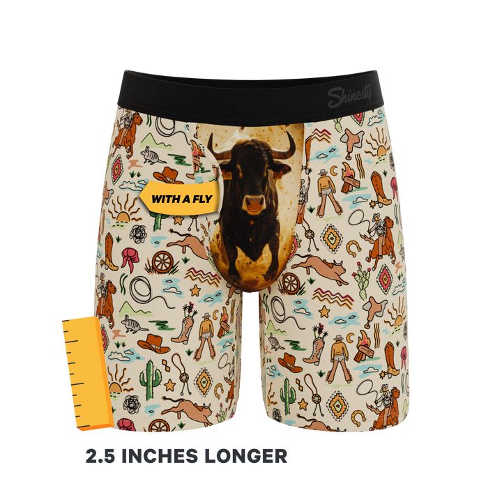 Men's Ball Hammock® Long Leg Boxer Briefs - The Wild Bandit Cowboy Print