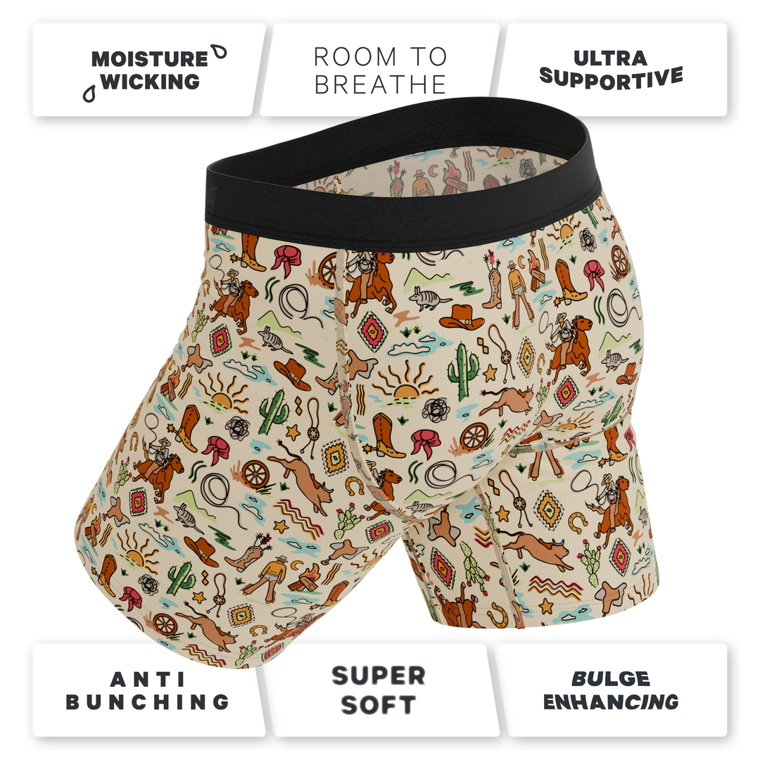 Men's Ball Hammock® Long Leg Boxer Briefs - The Wild Bandit Cowboy Print