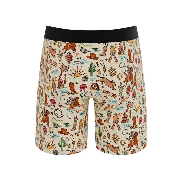 Men's Ball Hammock® Long Leg Boxer Briefs - The Wild Bandit Cowboy Print