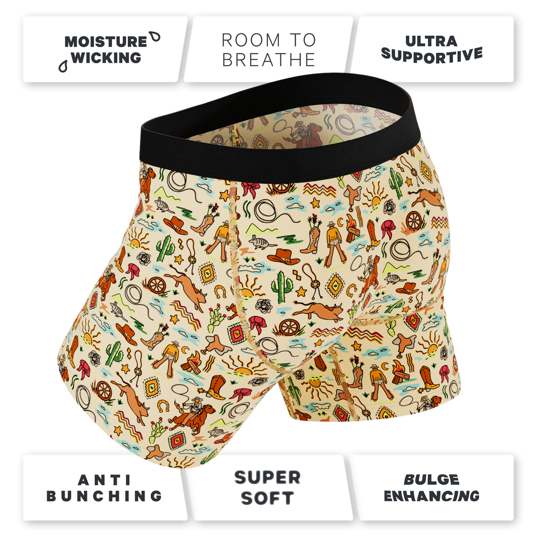 The Wild Bandit Western Bull Print Boxer Briefs - Ball Hammock® Pouch Underwear