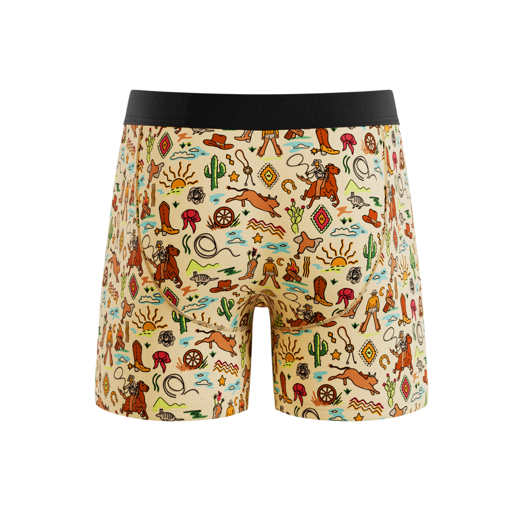 The Wild Bandit Western Bull Print Boxer Briefs - Ball Hammock® Pouch Underwear