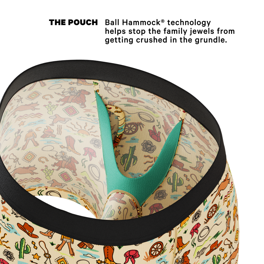 Men's Ball Hammock® Boxer Briefs with Fly - The Wild Bandit - Western Cowboy Print
