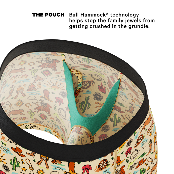 Men's Ball Hammock® Boxer Briefs with Fly - The Wild Bandit - Western Cowboy Print