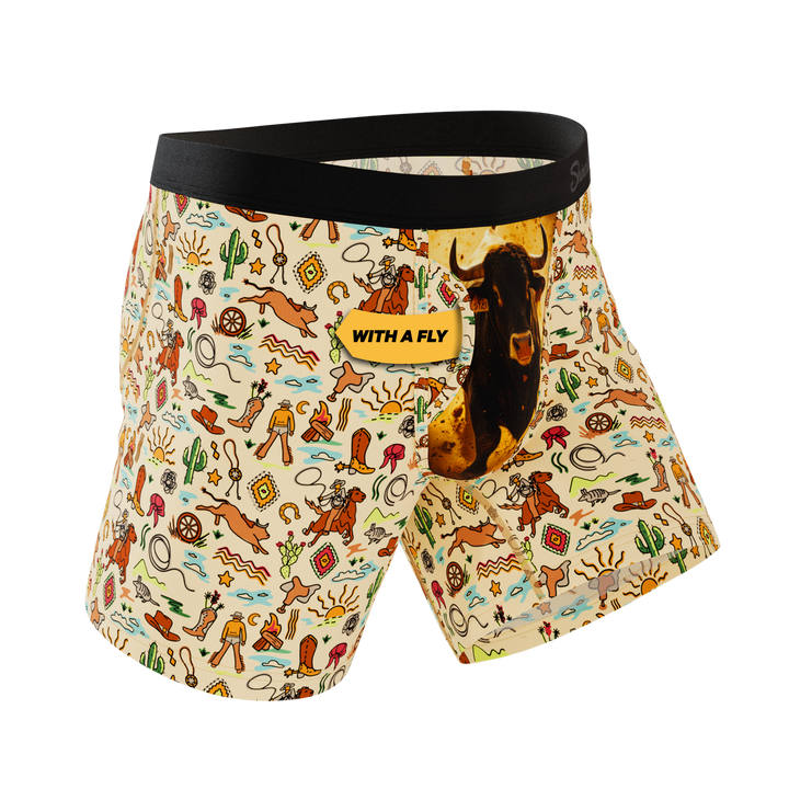 Men's Ball Hammock® Boxer Briefs with Fly - The Wild Bandit - Western Cowboy Print