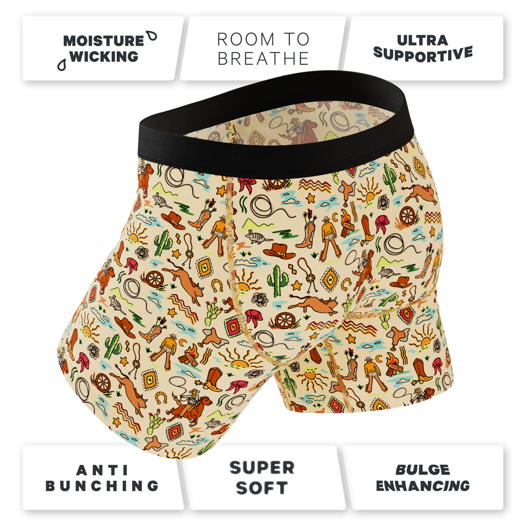 Men's Ball Hammock® Boxer Briefs with Fly - The Wild Bandit - Western Cowboy Print