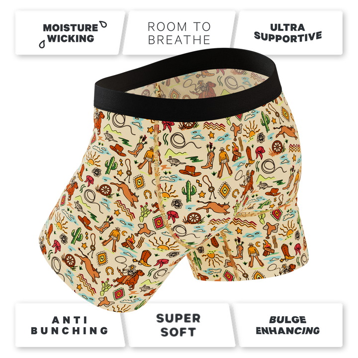 Men's Ball Hammock® Boxer Briefs with Fly - The Wild Bandit - Western Cowboy Print