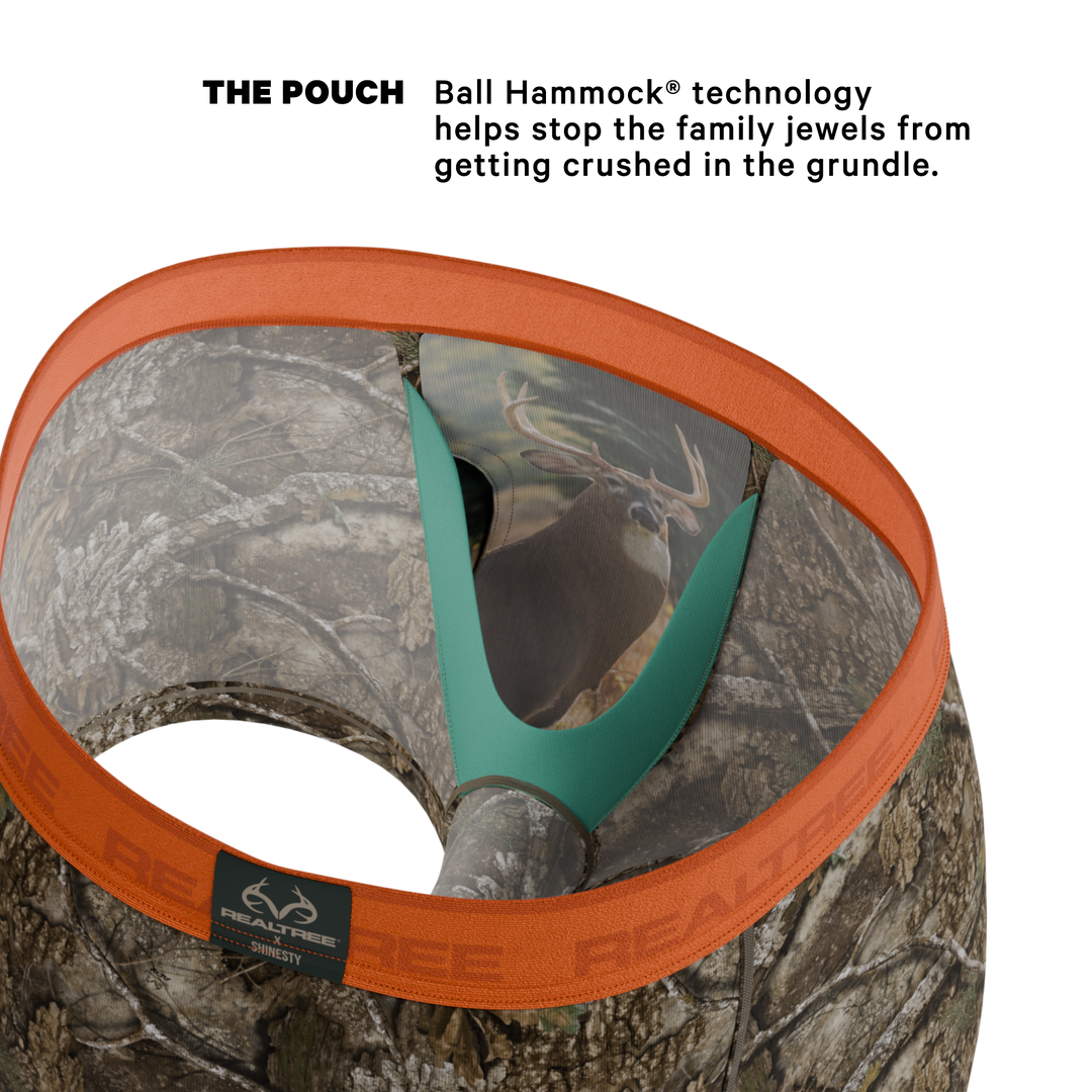 Shinesty "The Wild Game" Realtree Camo Neon Orange Ball Hammock® Pouch Trunks